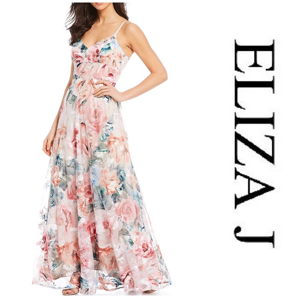 Eliza J Dresses & Skirts - Eliza J floral print embroidered mesh gown